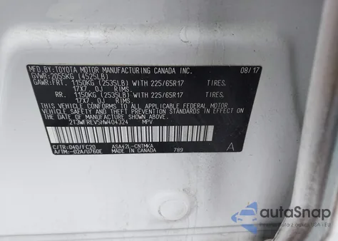 2017 Toyota Rav4 Xle z USA, uszkodzony, nr VIN 2T3WFREV5HW404324